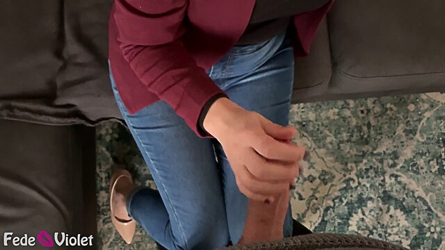 handjob cum on tits sexy babe long legs high heels porn scene striptease