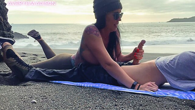 cumshot sex blowjob beach