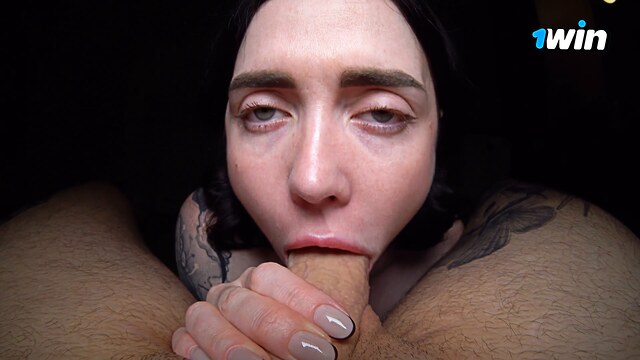 brunette blowjob cum clips in mouth